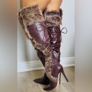 Knee high Sheryl Faux Fur Stiletto Boot